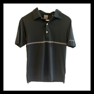 Dunning Golf Chest Stripe Pique Polo Small Performance Soft Black Men's Shirt